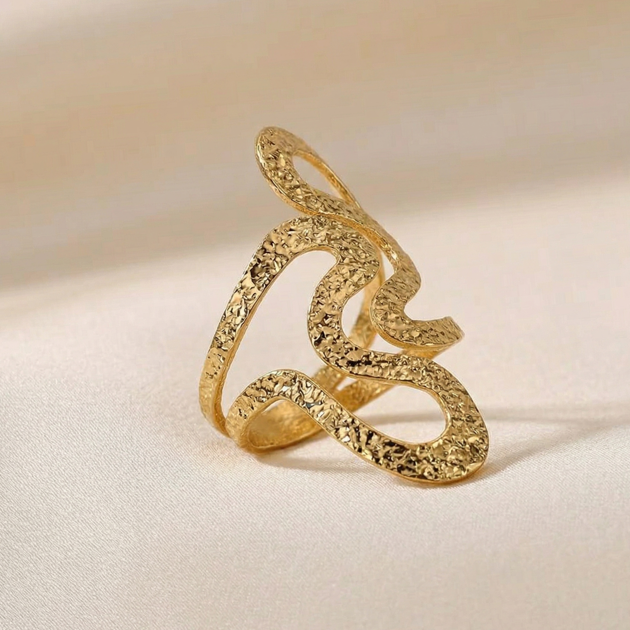 Anillos anchos y gruesos de acero inoxidable para mujer, color dorado.