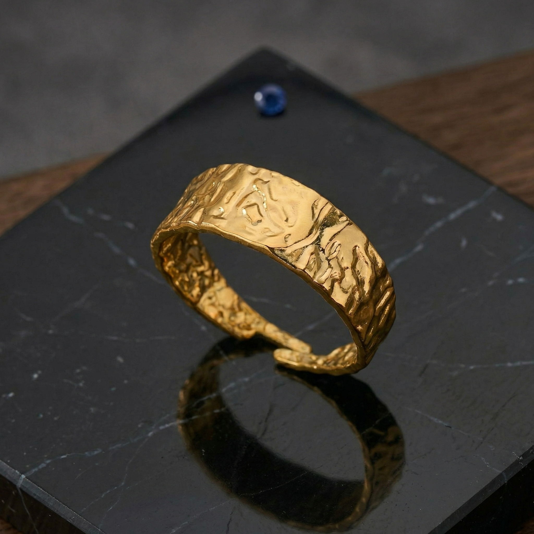 Anillos anchos y gruesos de acero inoxidable para mujer, color dorado.