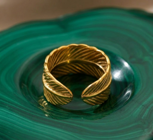 Anillos anchos y gruesos de acero inoxidable para mujer, color dorado.